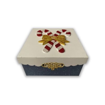 Caja Organizadora Azul Navideña "Bastones"