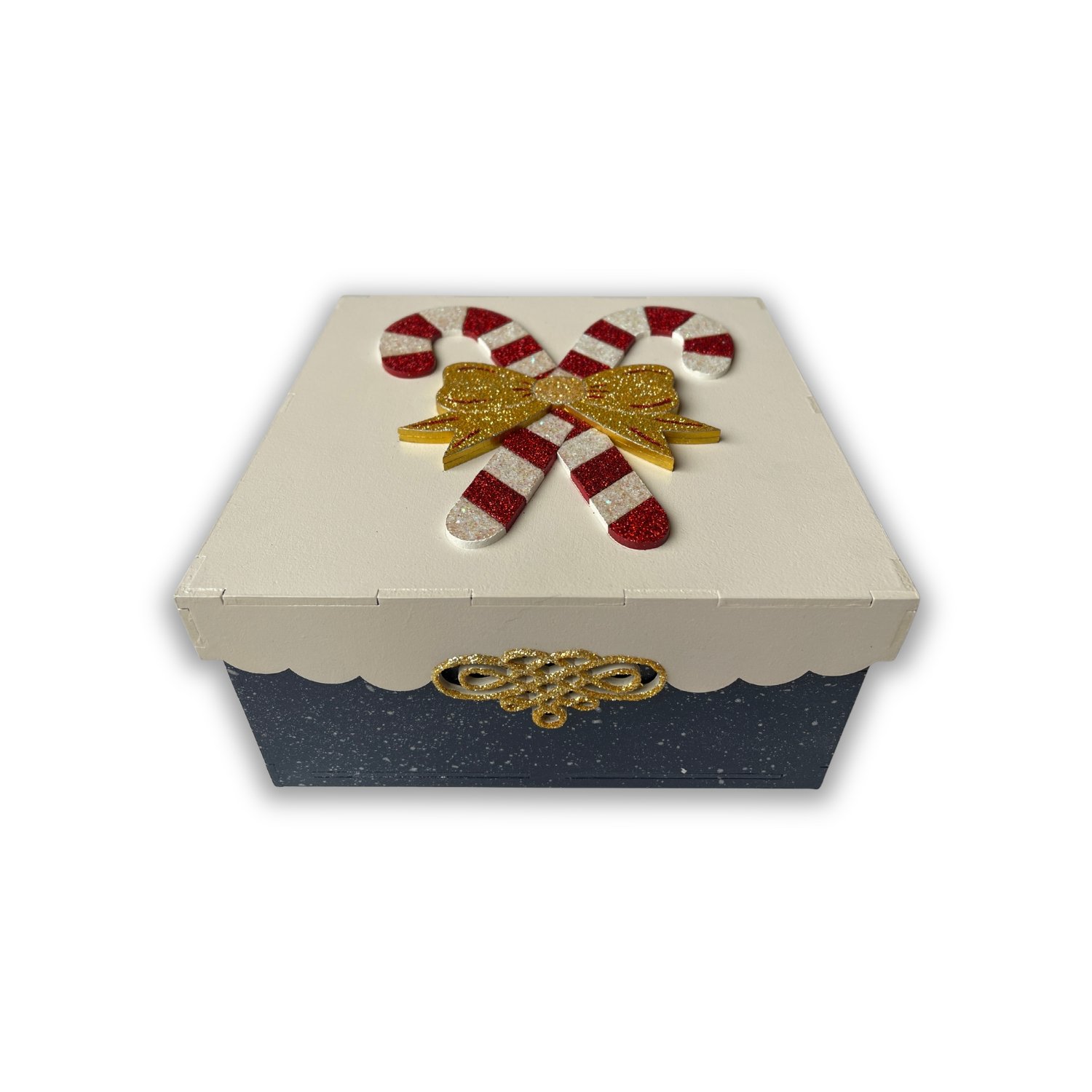 Caja Organizadora Azul Navideña "Bastones"