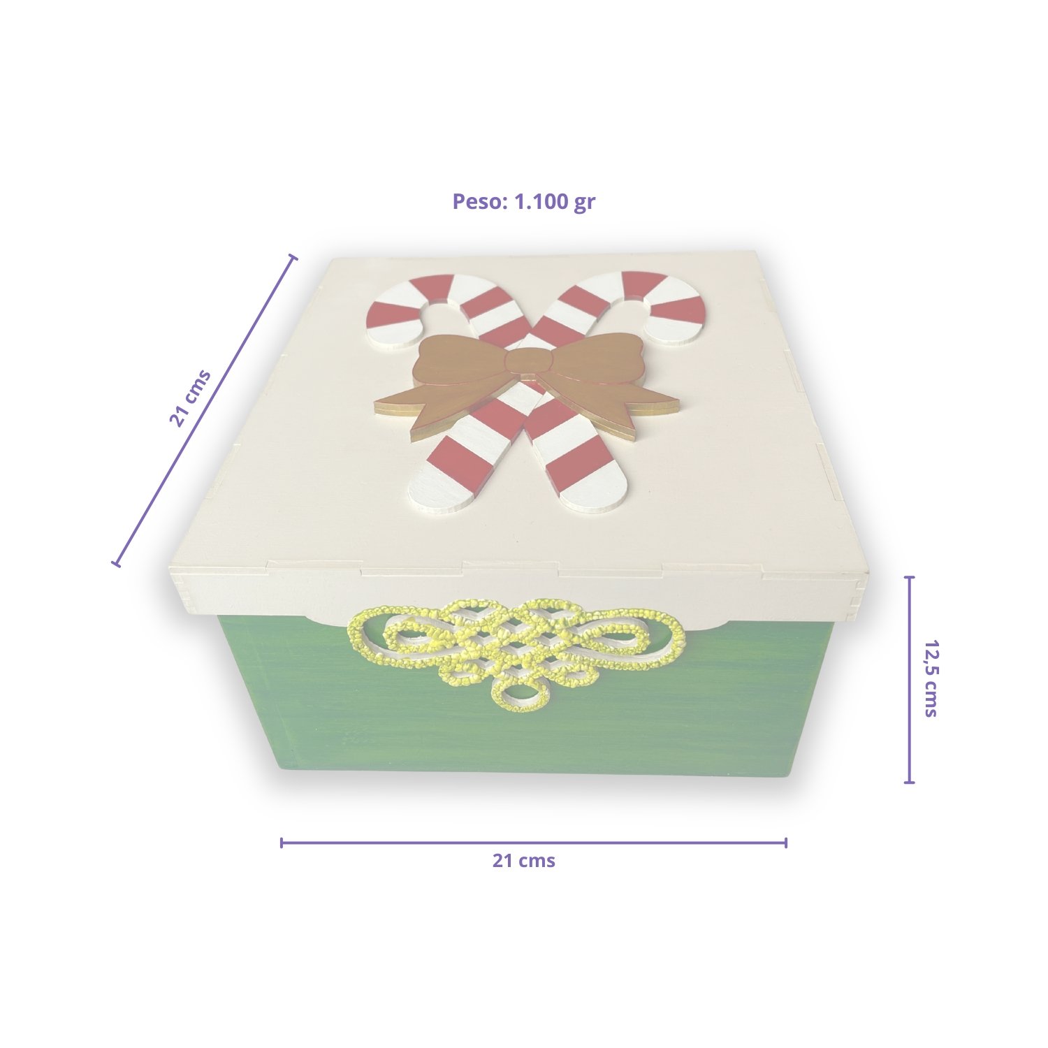Caja Organizadora Verde Navideña "Bastones" - Image 6
