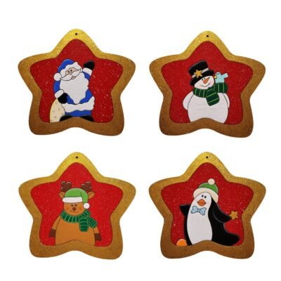 Adornos Navideños Para Arbolito "Estrellas Doradas" (pack 4 Unid)