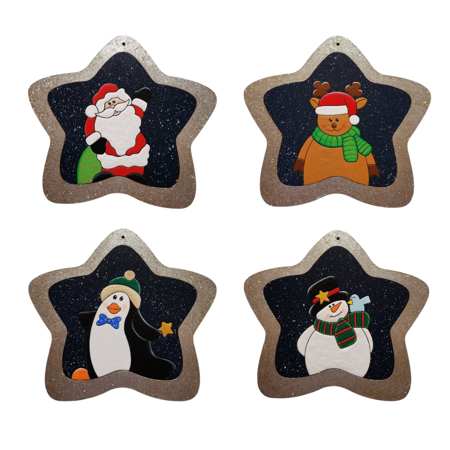 Adornos Navideños Para Arbolito "Estrellas Plateadas" (pack 4 Unid)