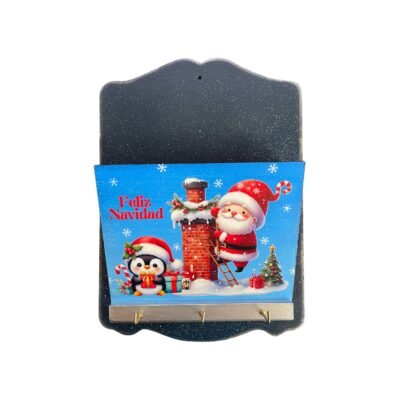 Portallaves y PortaRecibos Navideño "Papá Noel y Pingüino"